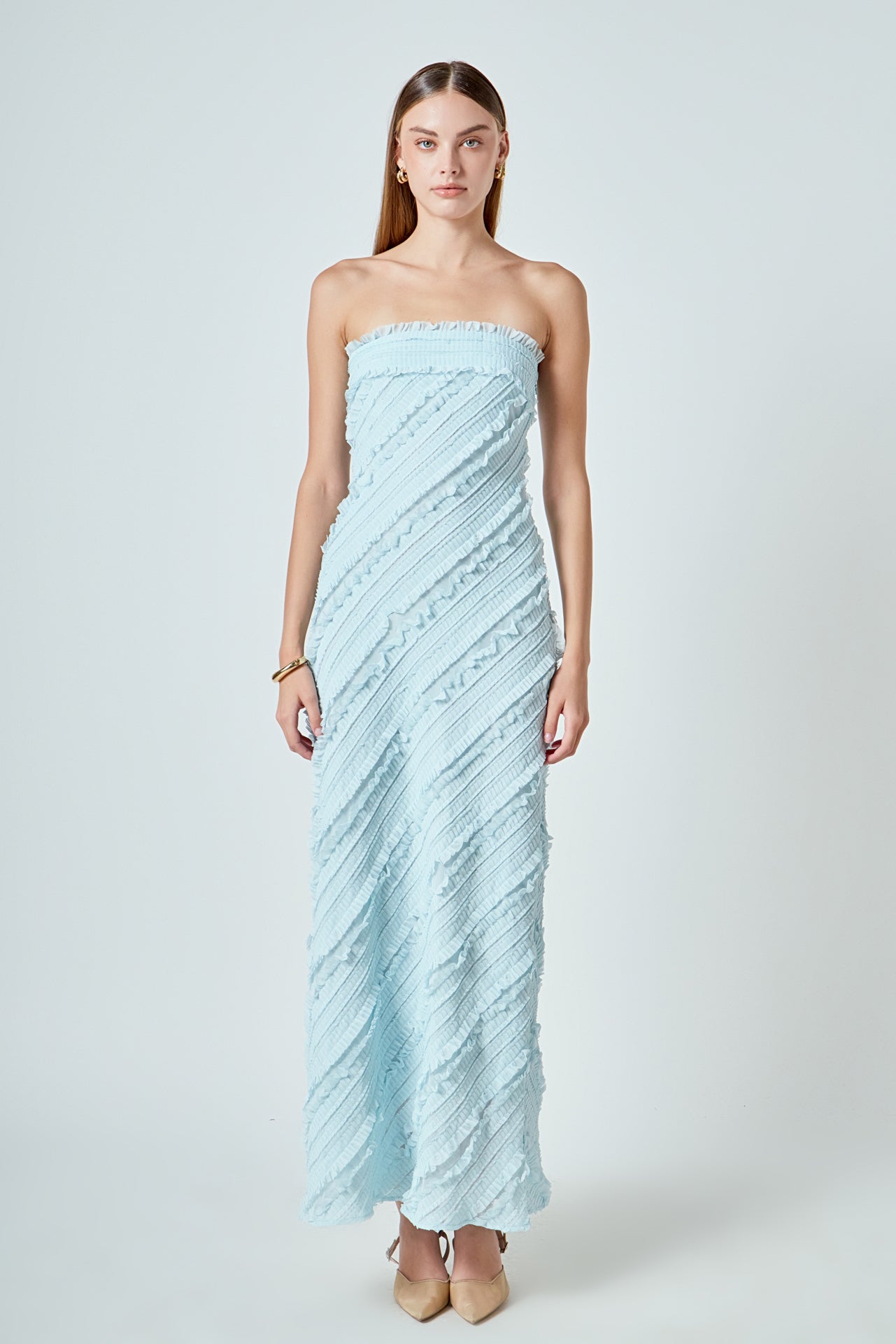 Strapless Ruffled Maxi Dress