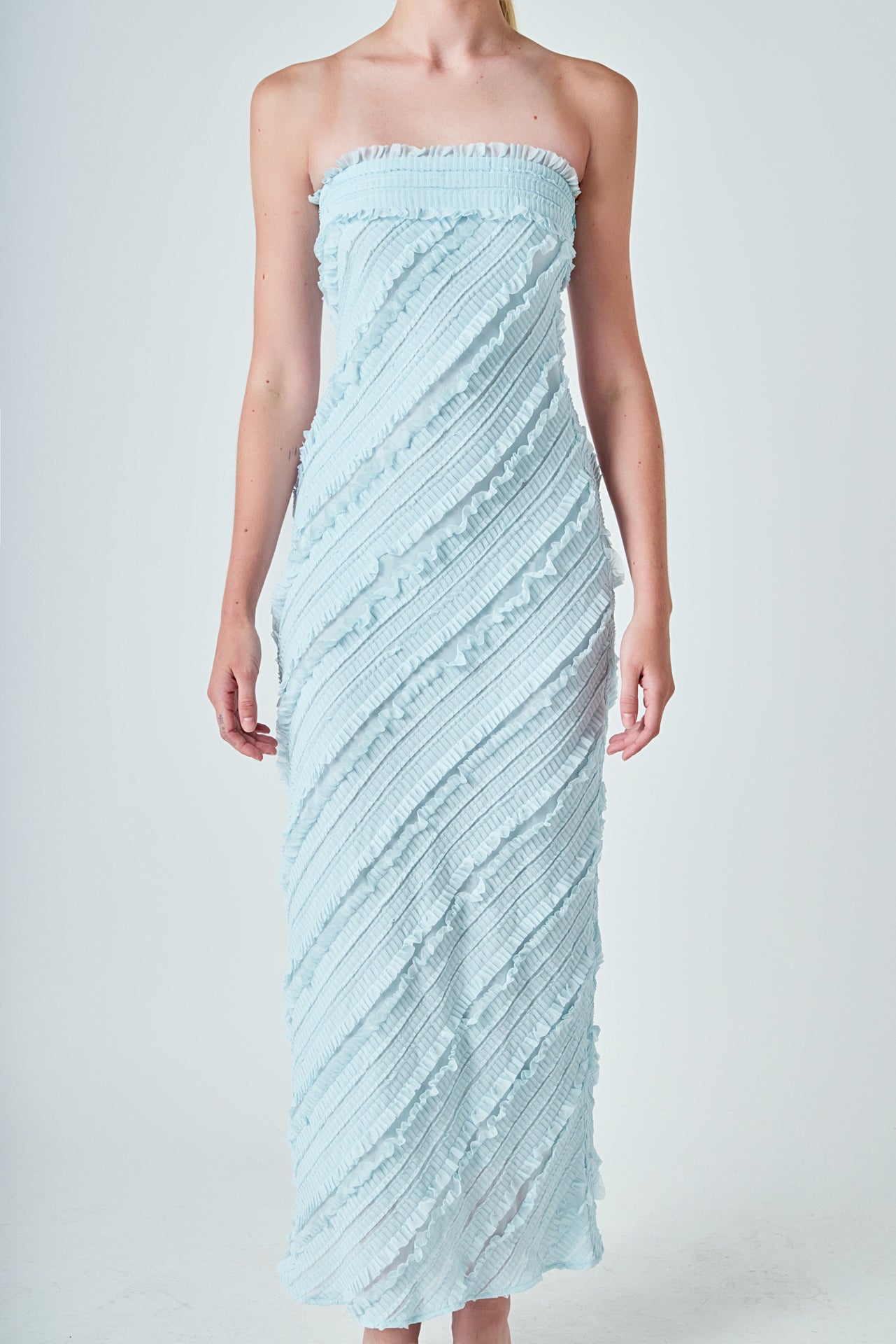Strapless Ruffled Maxi Dress
