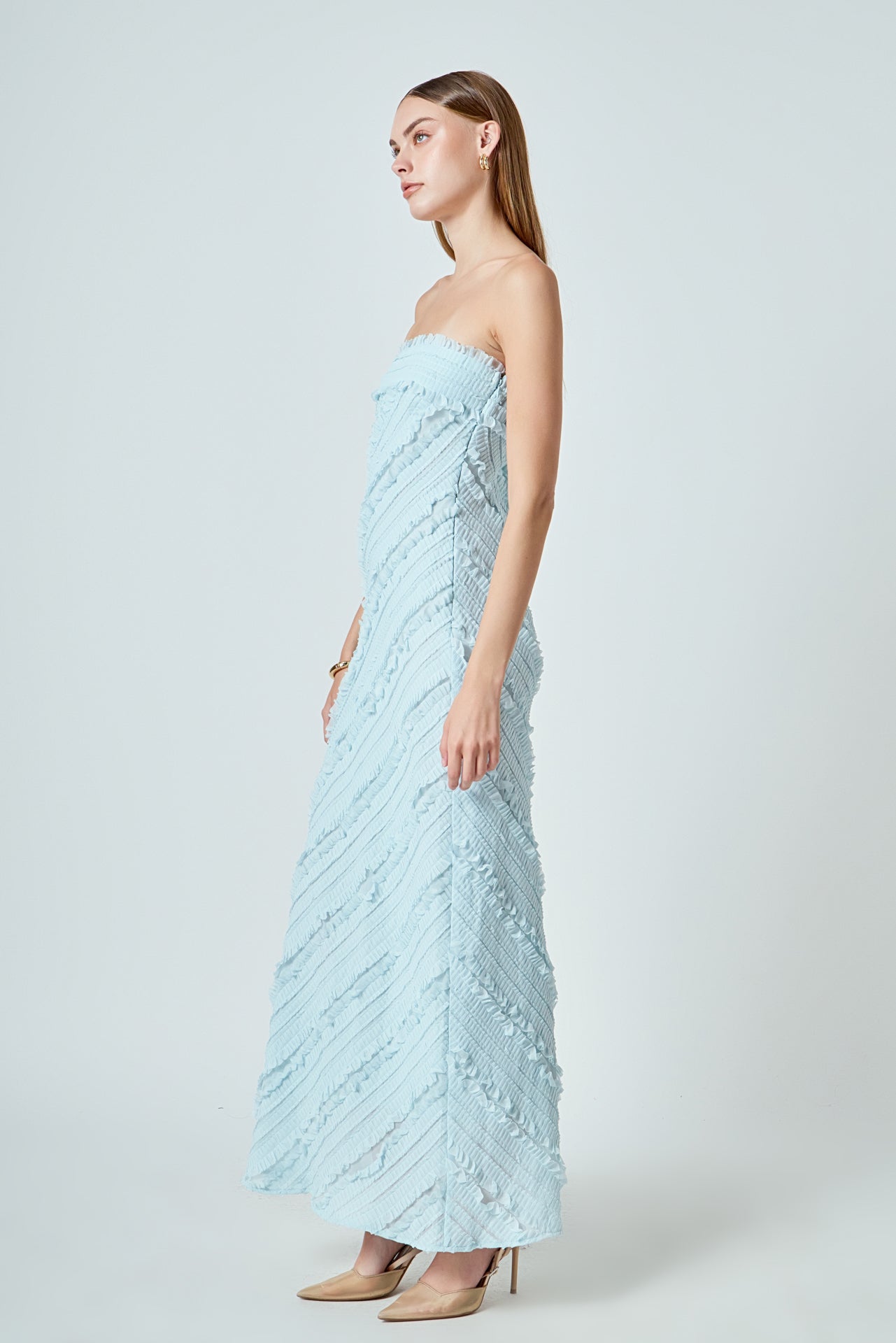 Strapless Ruffled Maxi Dress