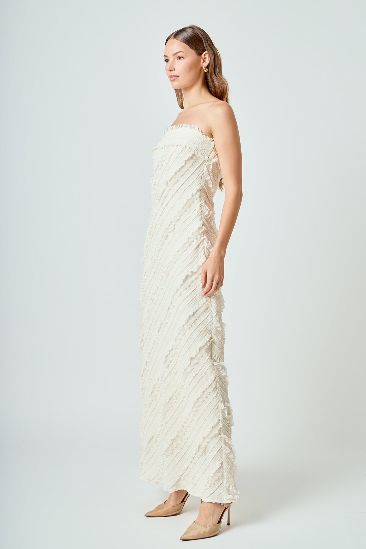 Strapless Ruffled Maxi Dress