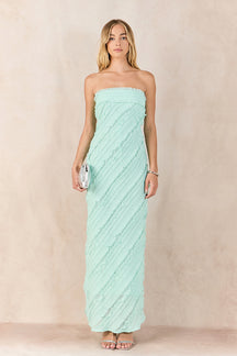 Strapless Ruffled Maxi Dress