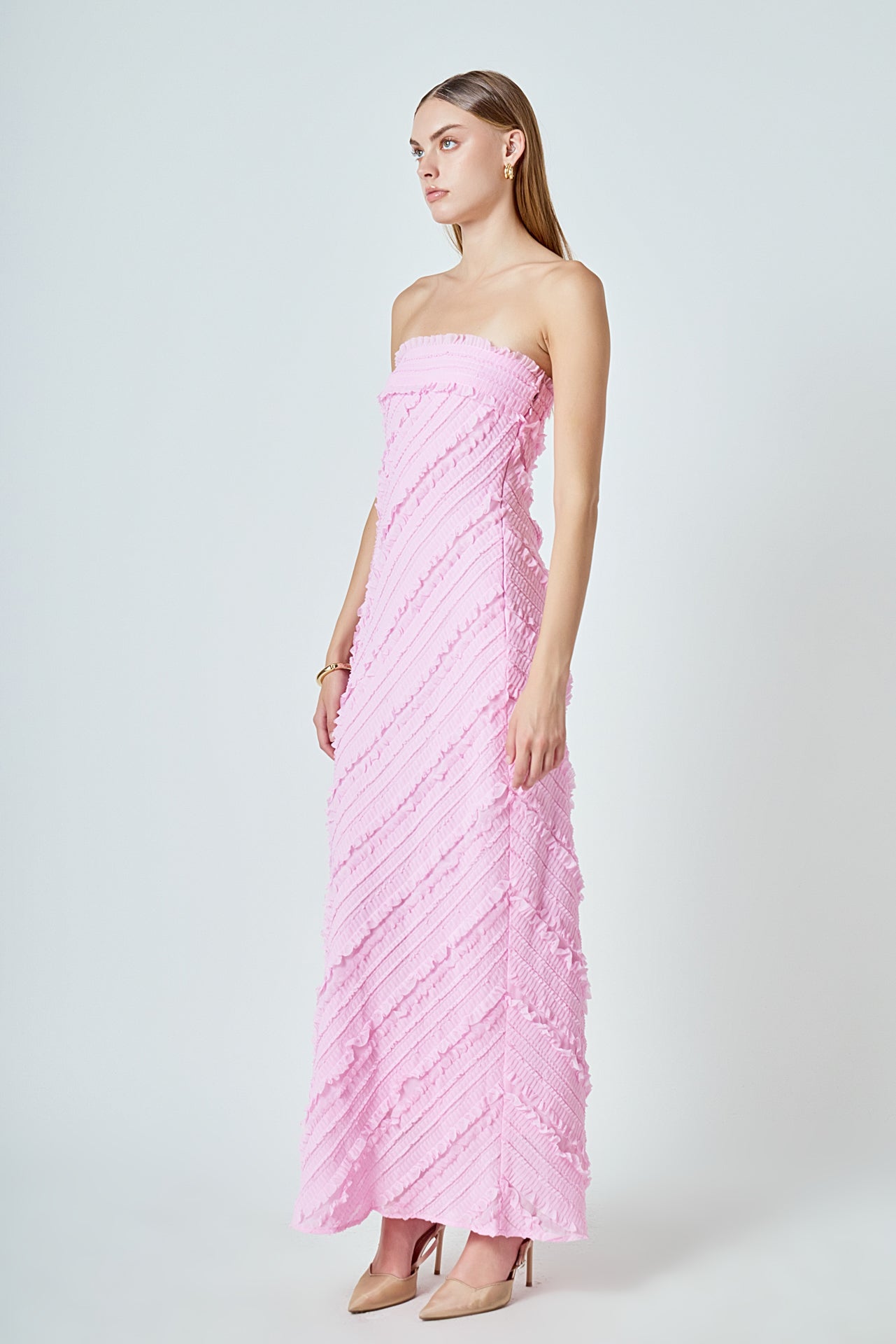 Strapless Ruffled Maxi Dress