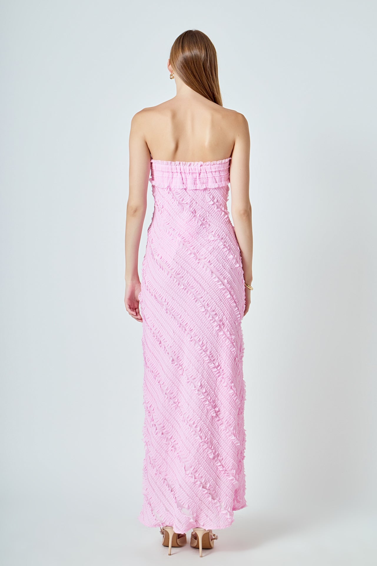 Strapless Ruffled Maxi Dress