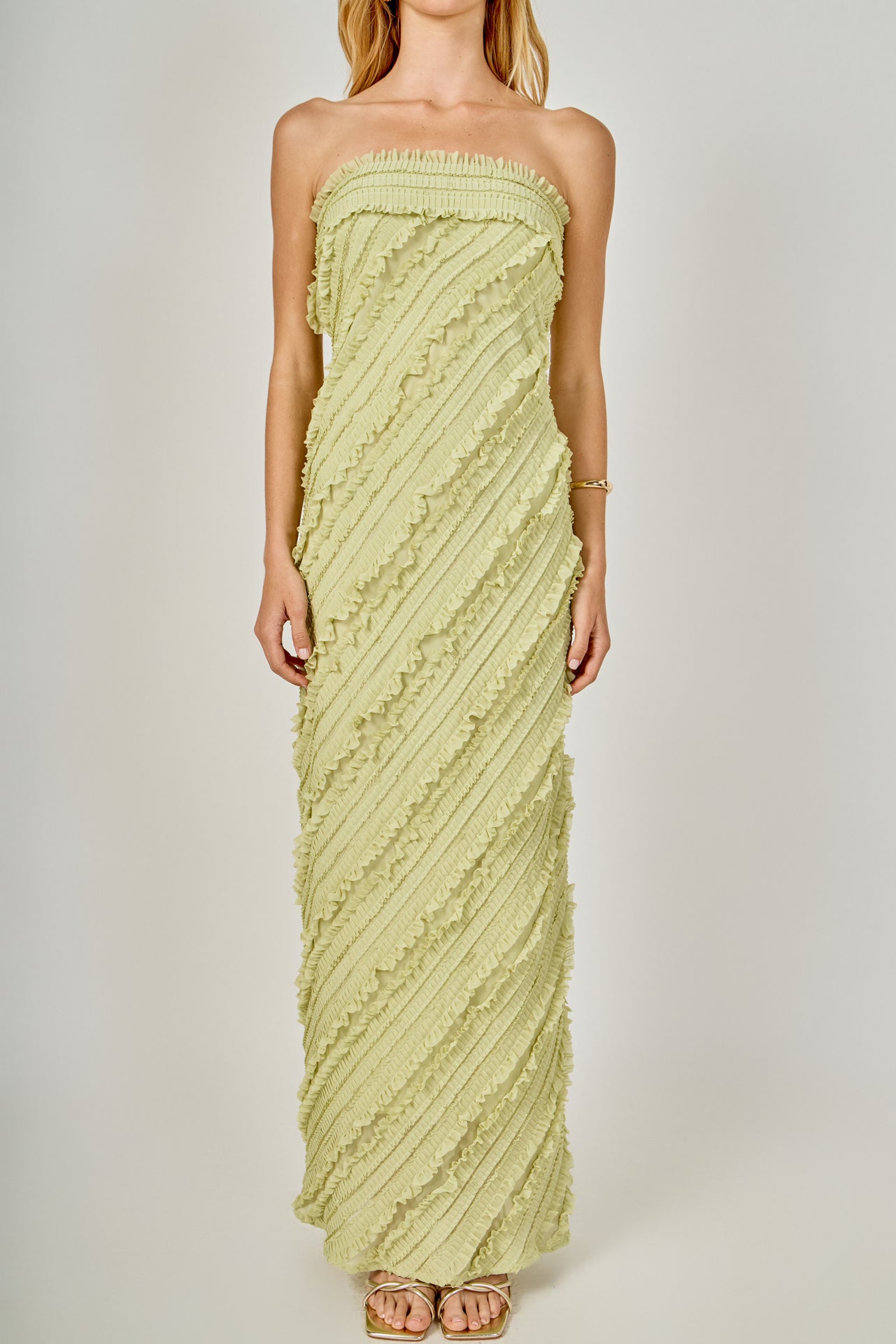 Strapless Ruffled Maxi Dress