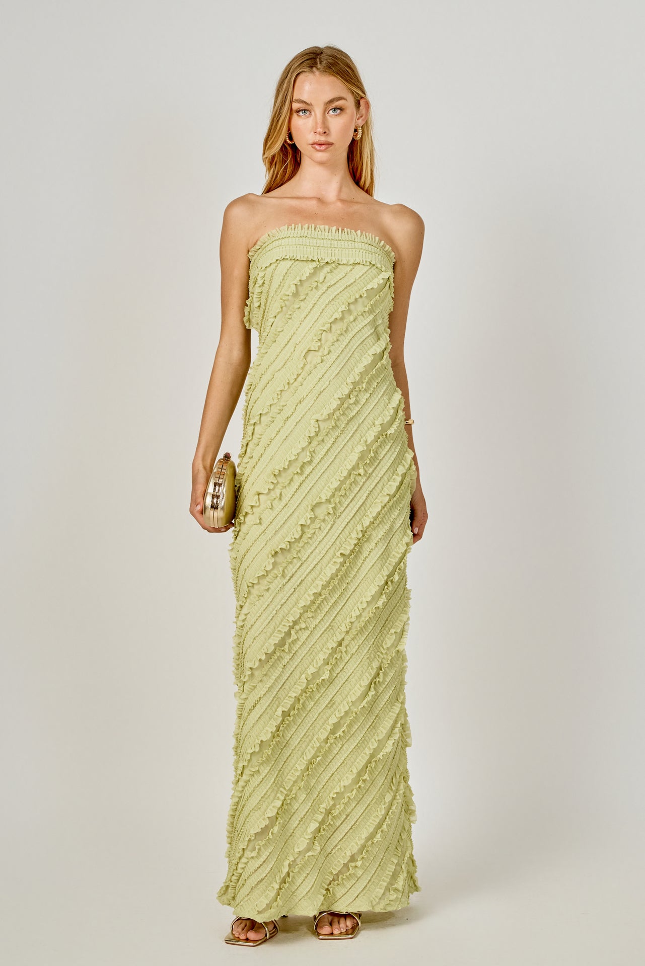 Strapless Ruffled Maxi Dress