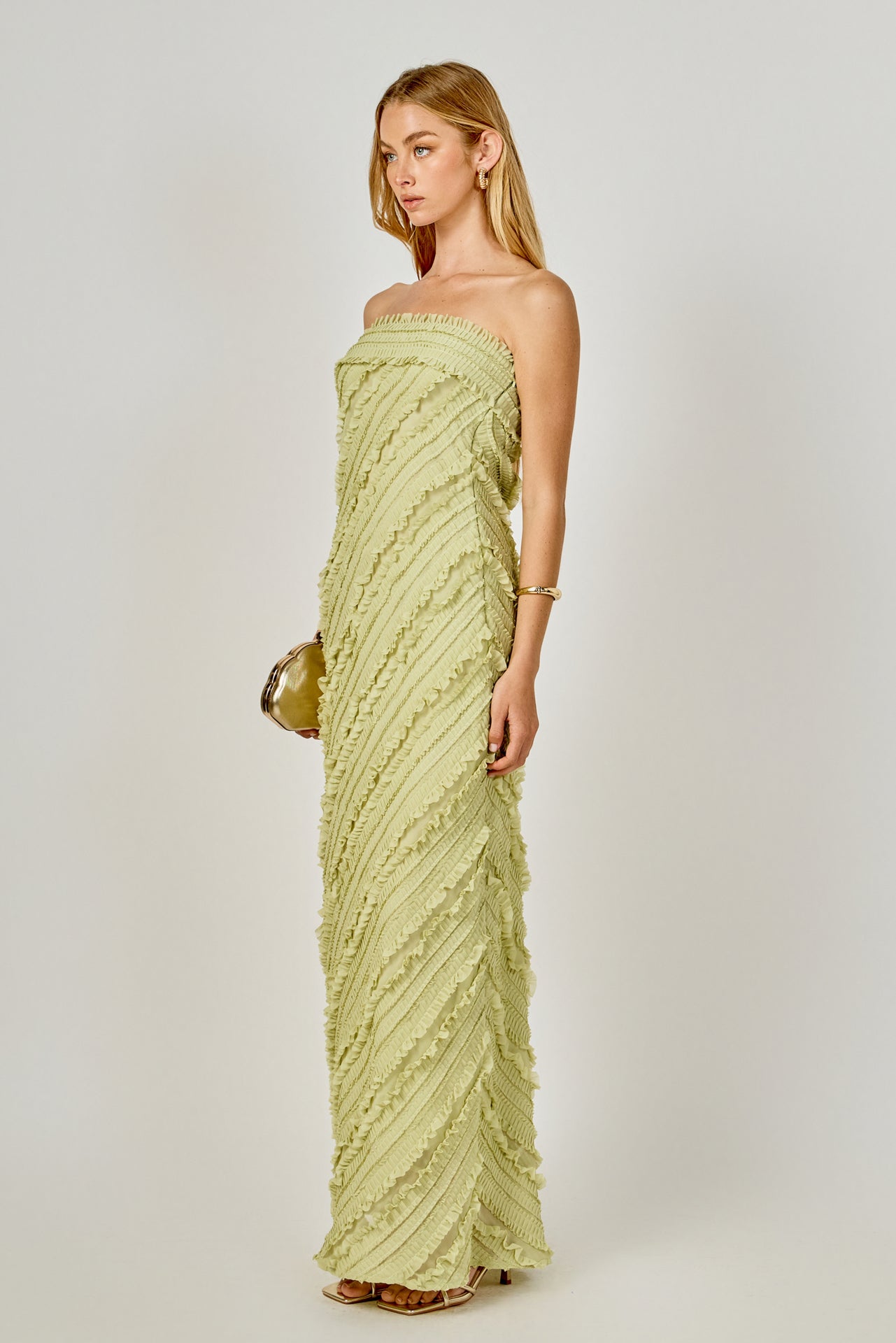 Strapless Ruffled Maxi Dress