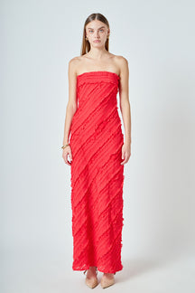 Strapless Ruffled Maxi Dress
