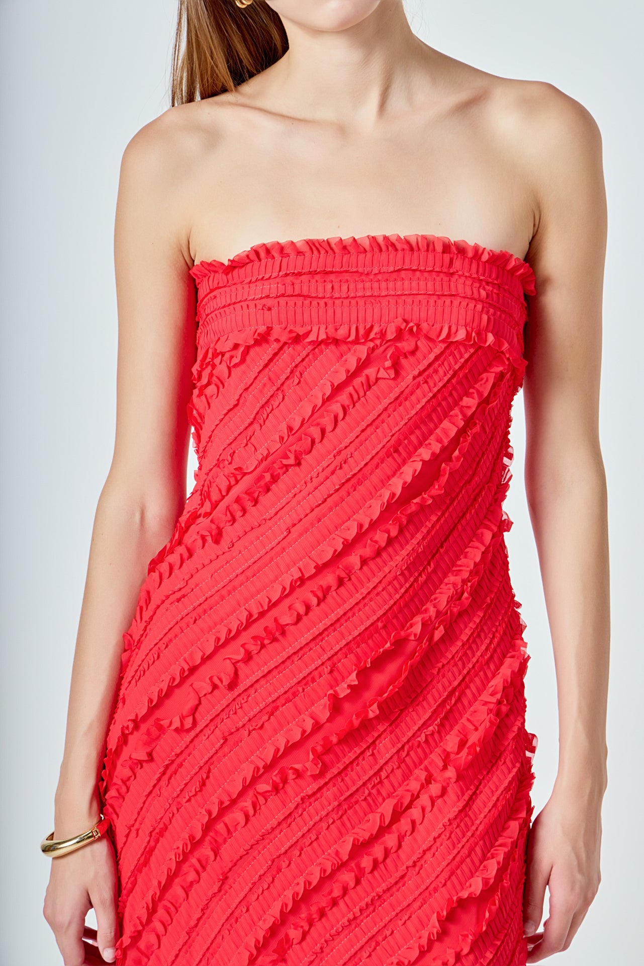 Strapless Ruffled Maxi Dress