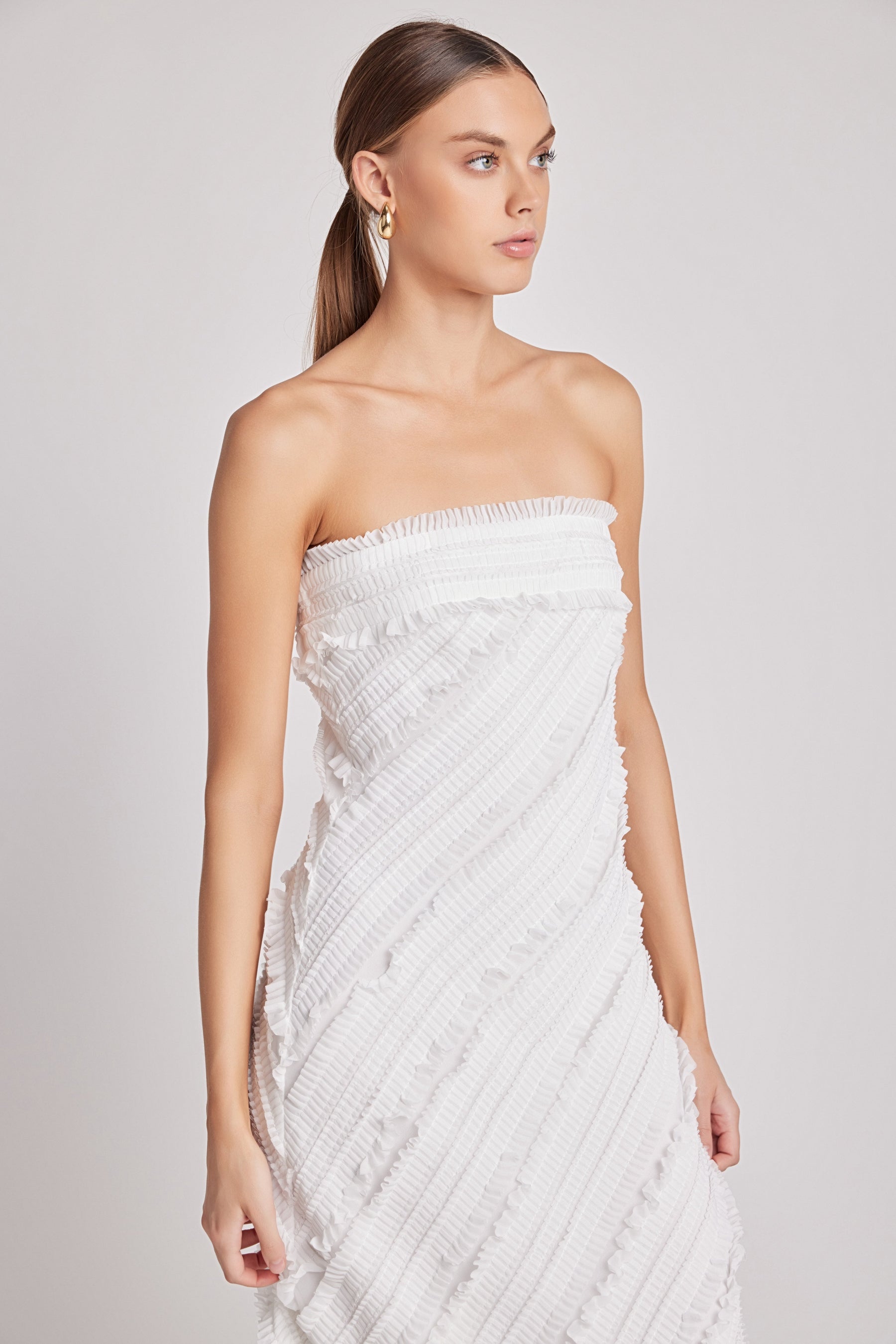 Strapless Ruffled Maxi Dress