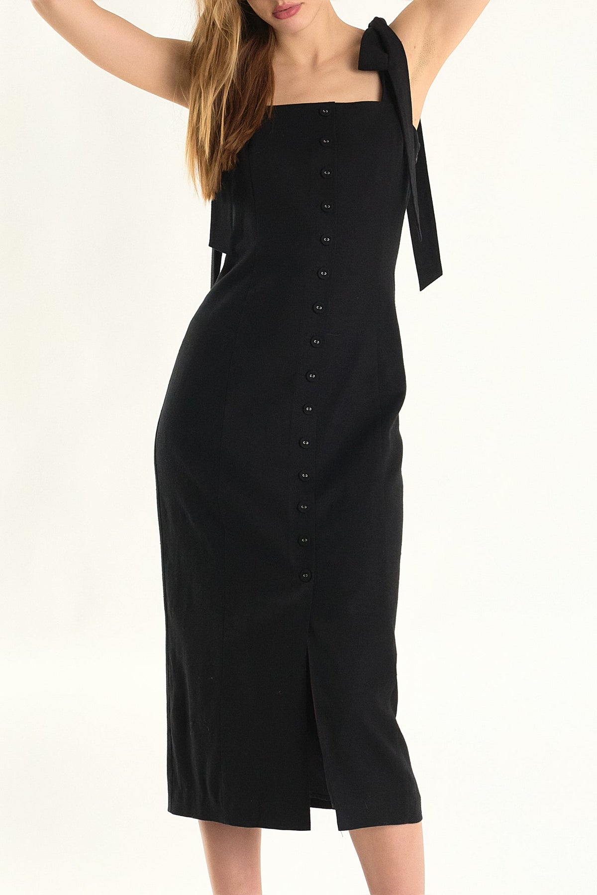 Celeste Linen Bow Tie Maxi Dress