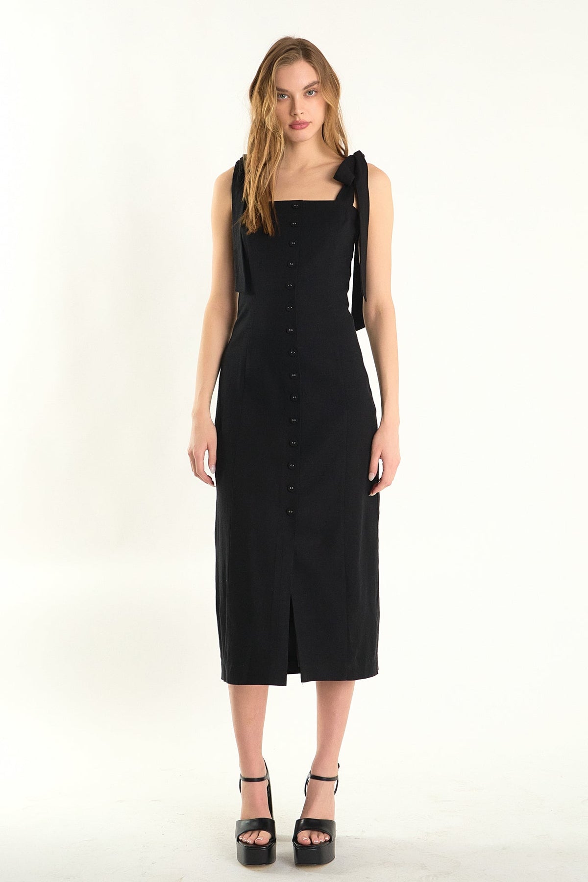 Celeste Linen Bow Tie Maxi Dress