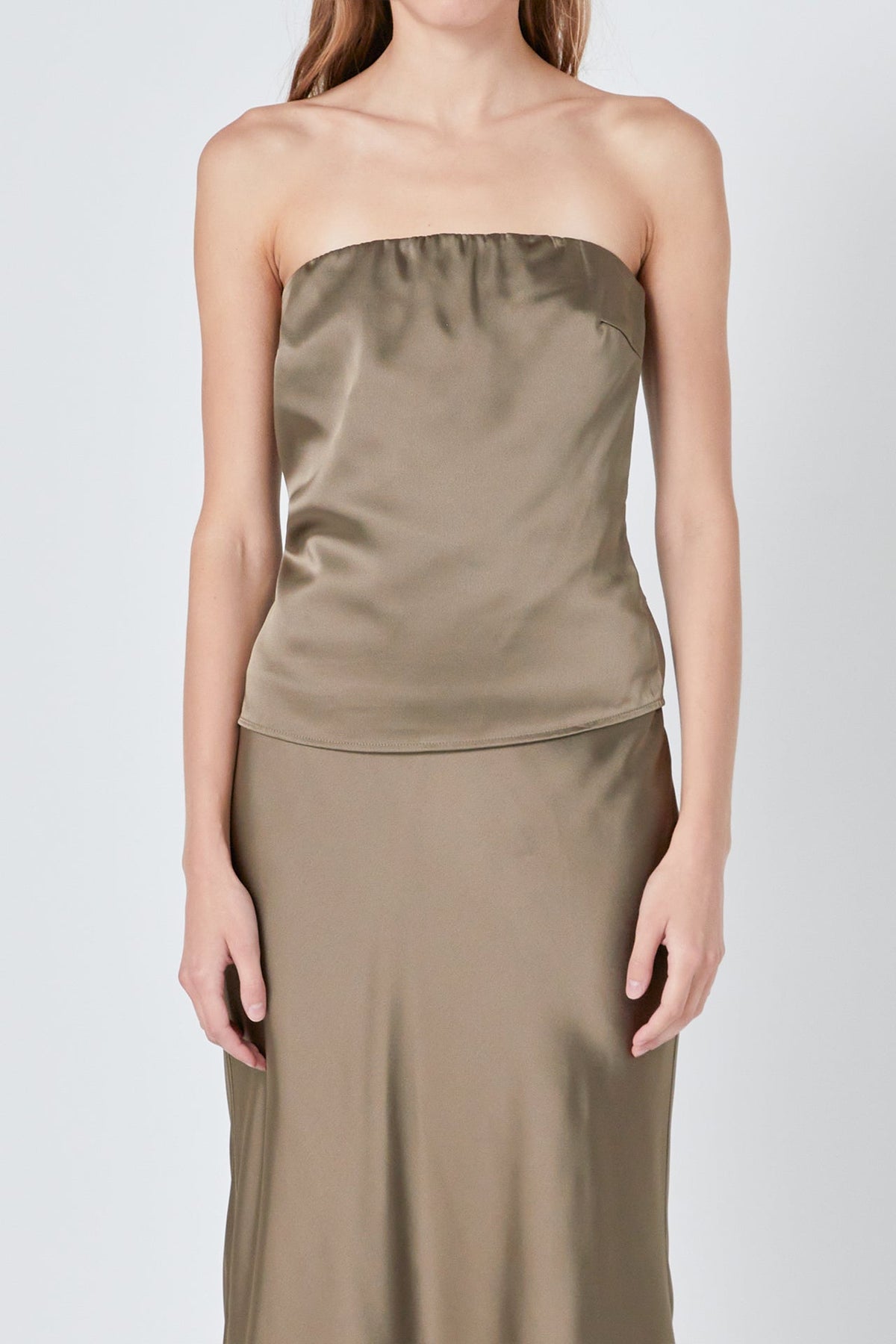 ENDLESS ROSE - Satin Strapless Top - TOPS available at Objectrare