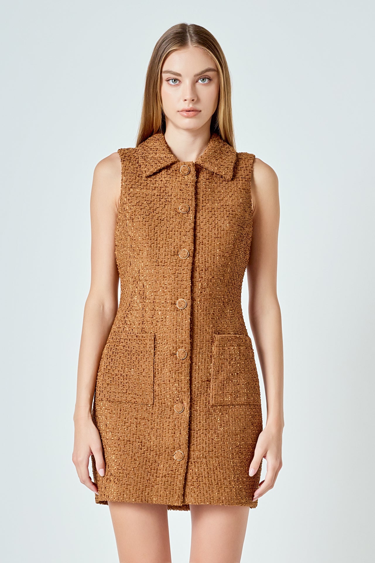 Tweed Collared Mini Dress