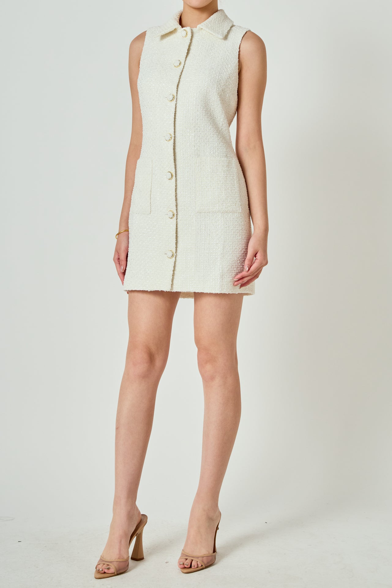 Tweed Collared Mini Dress