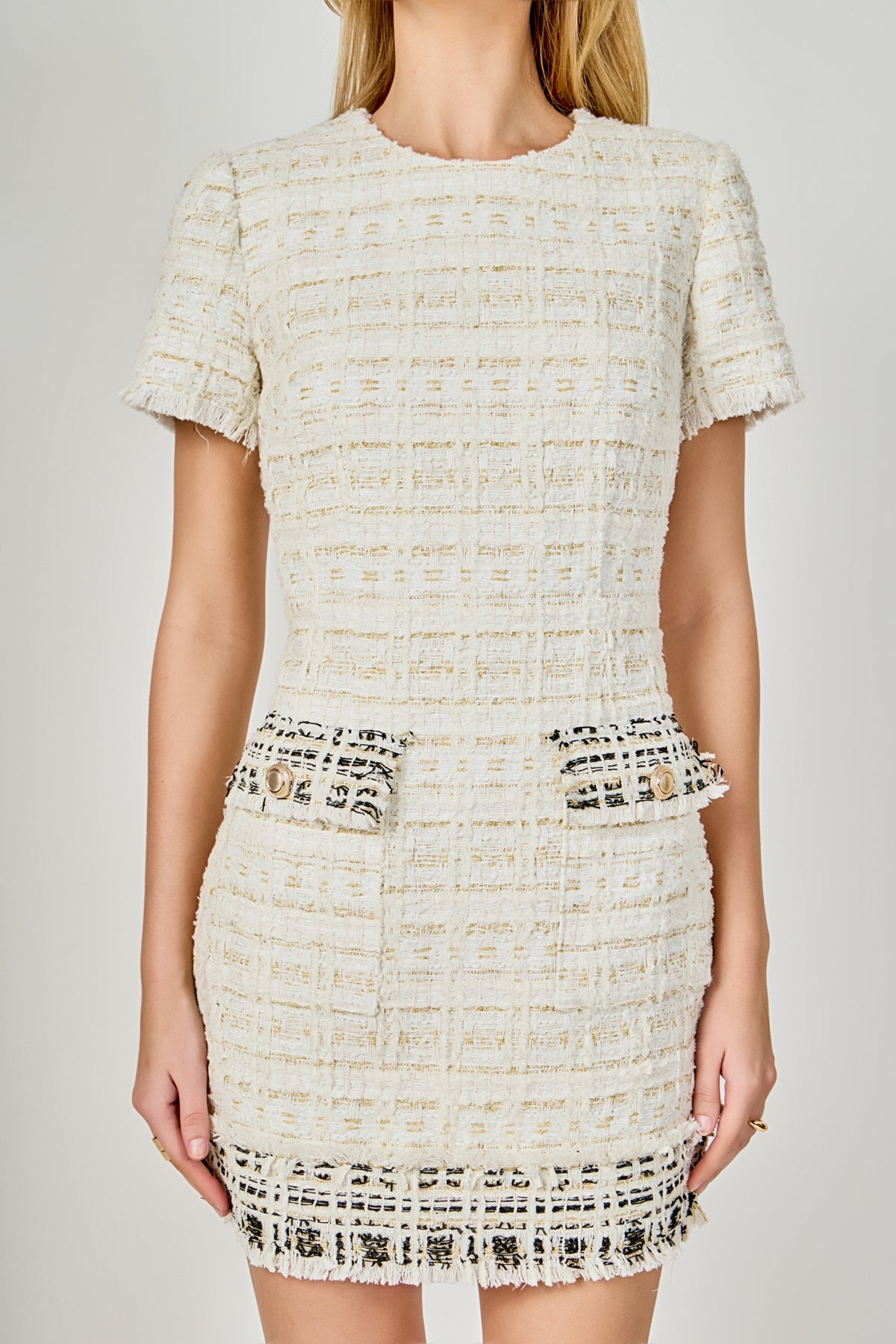 Tweed Fringed Mini Dress