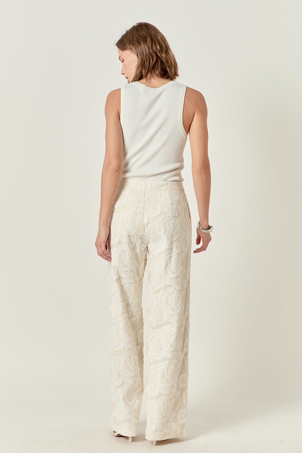 ENDLESS ROSE - Floral Embroidered Relaxed Pants - PANTS available at Objectrare
