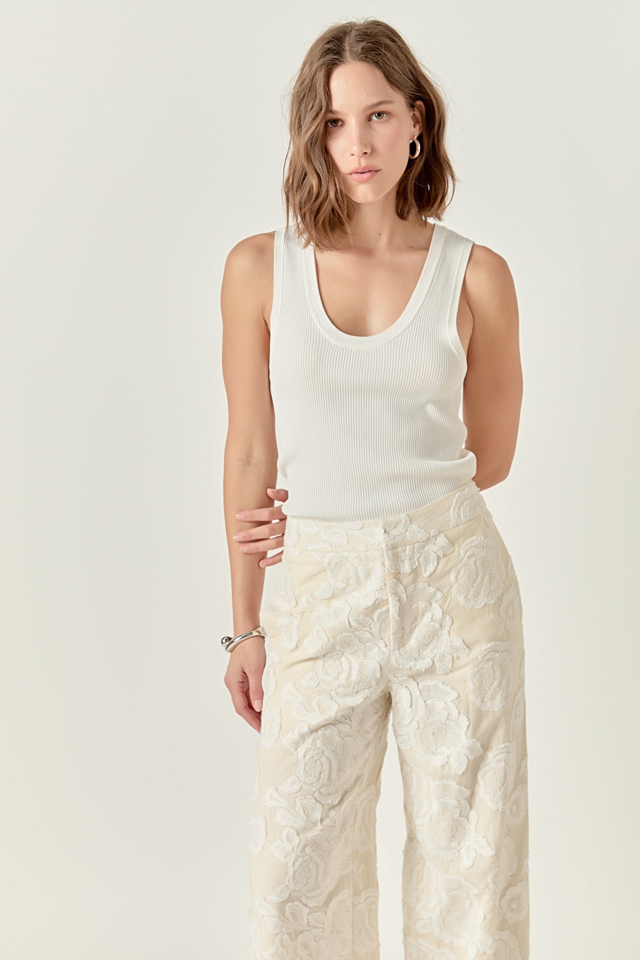 ENDLESS ROSE - Floral Embroidered Relaxed Pants - PANTS available at Objectrare