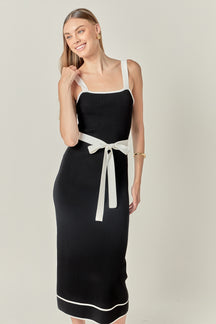 Square Neck Knit Midi Dress