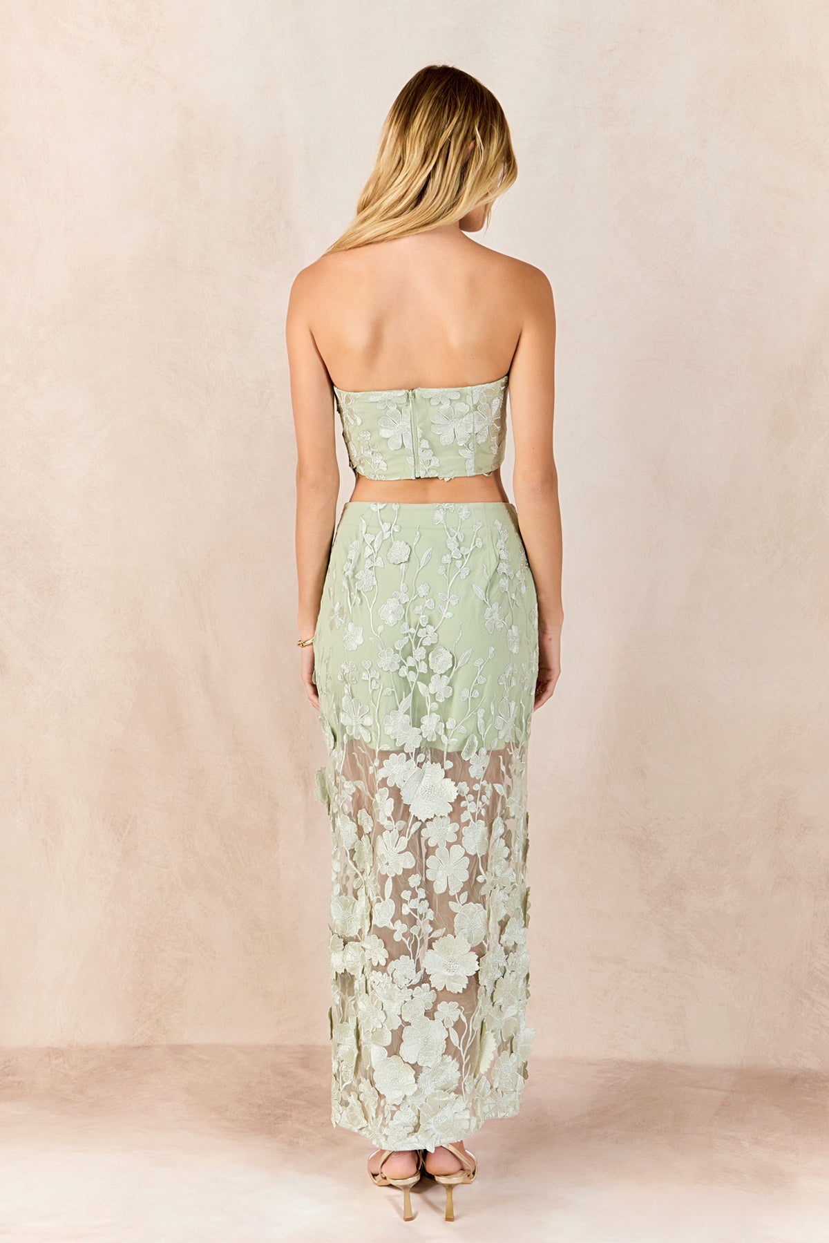 Floral Embroidered Midi Skirt