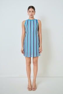 Zigzag Knit Mini Dress