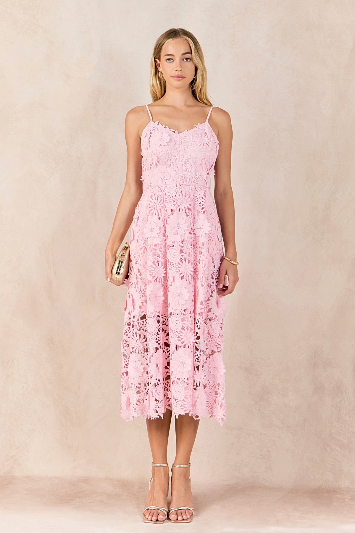 3D Applique Midi Dress