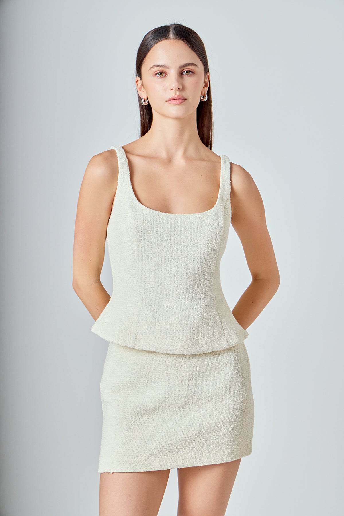 Tweed Skinny Strap Tank Top