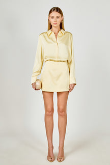 Long Sleeve Button Down Satin Top