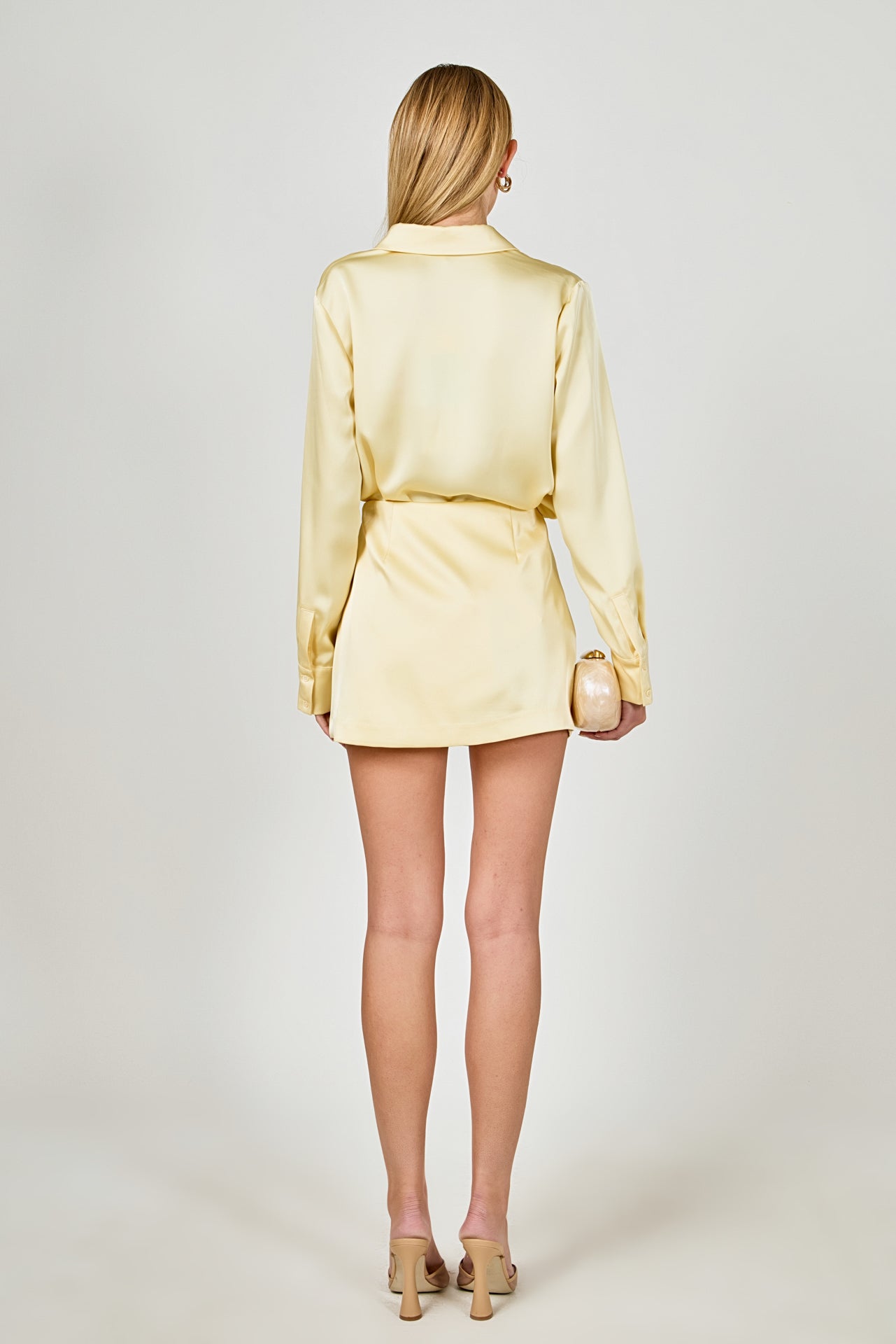 Long Sleeve Button Down Satin Top
