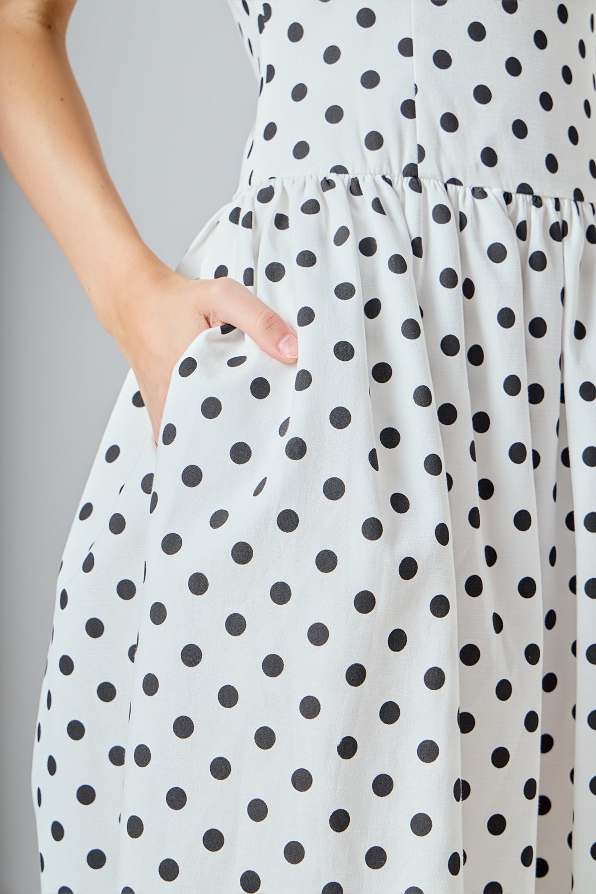 Strapless Polka Dot Taffeta Midi Dress
