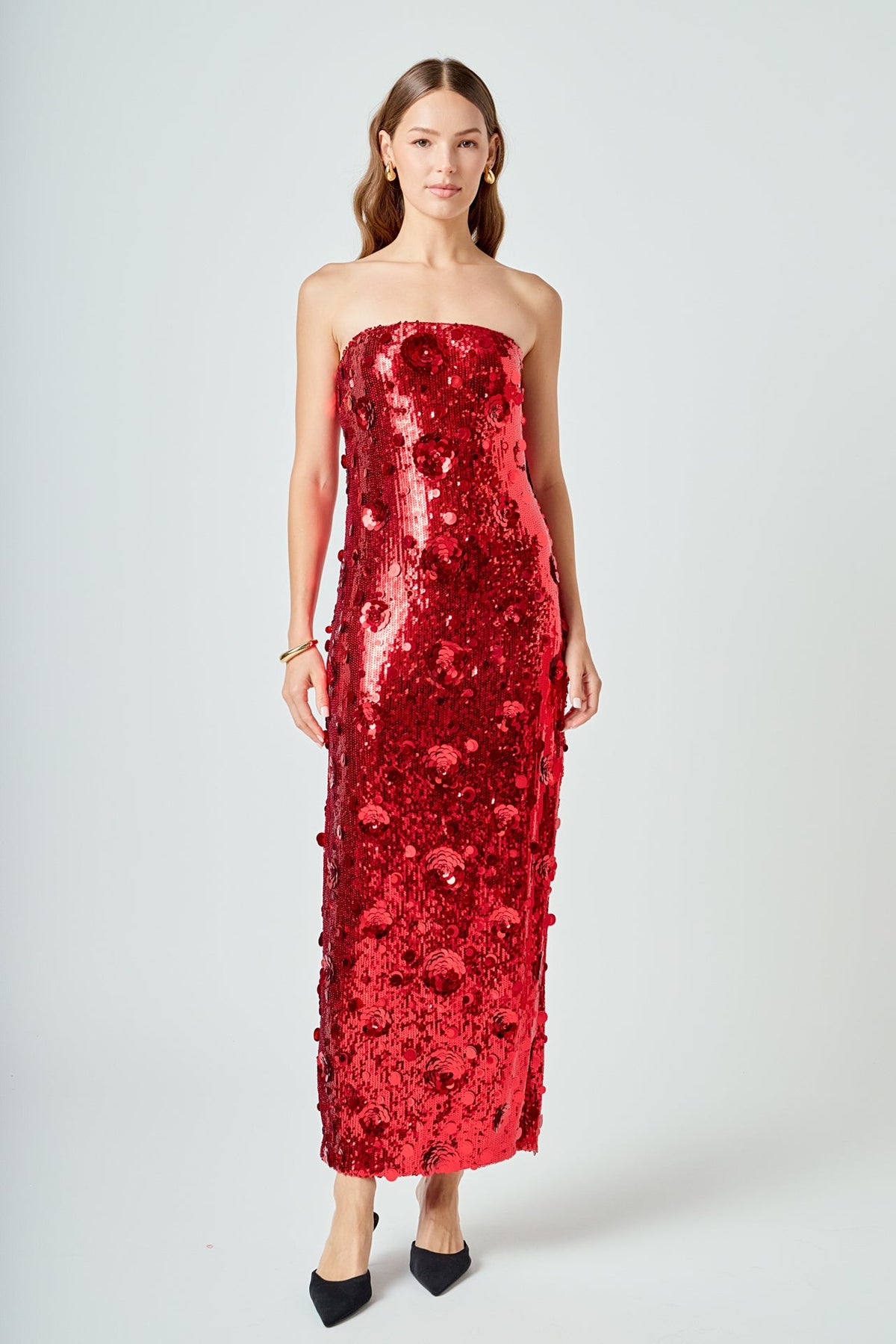 Sequins Applique Midi Dress