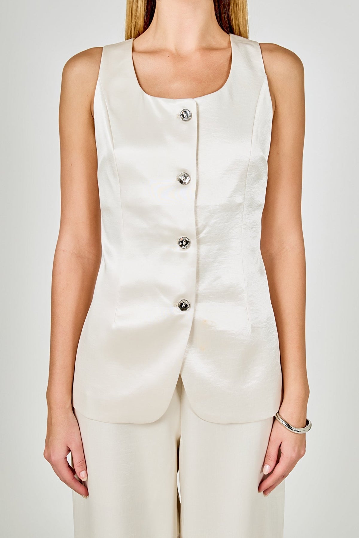 Satin Velvet Scoop Neck Top