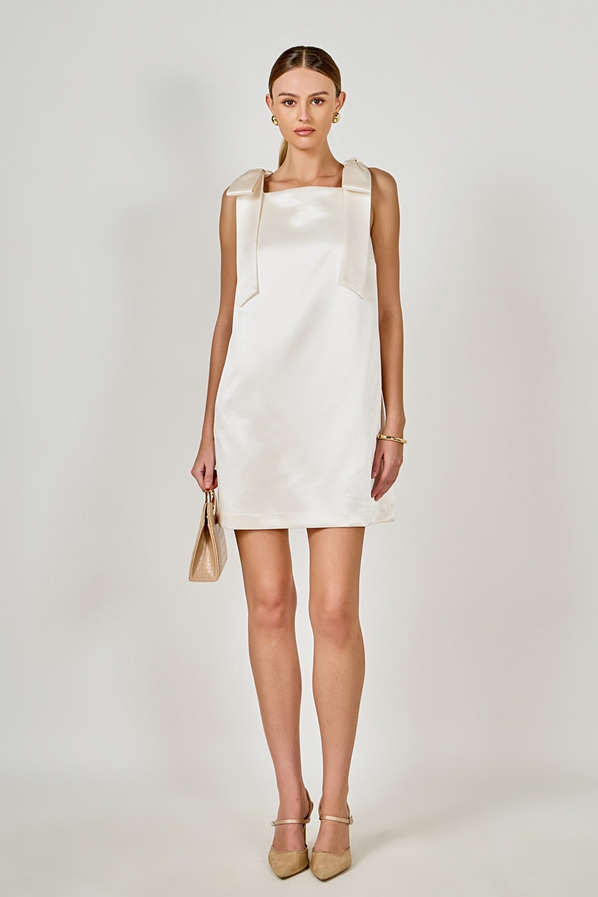 Velvet Satin Bow Mini Dress