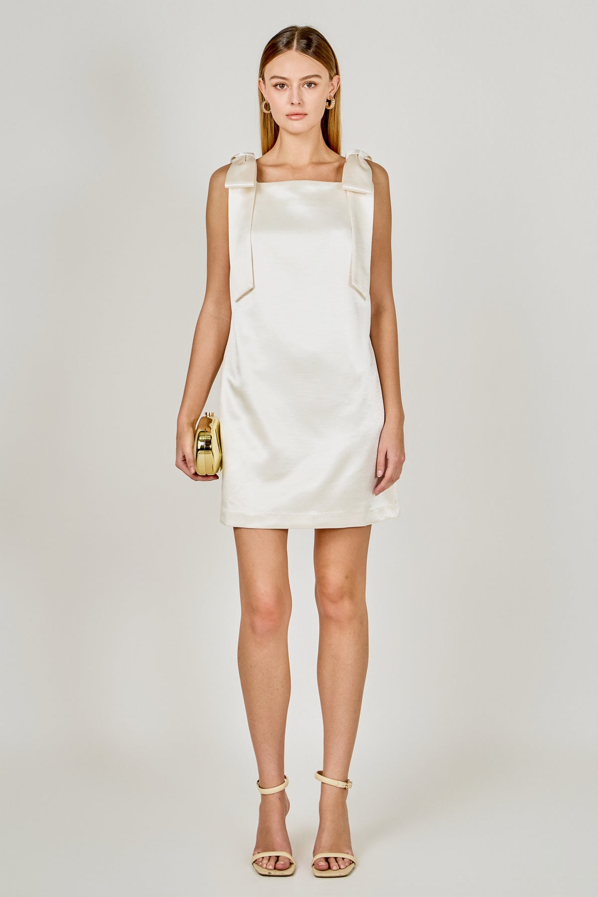 Velvet Satin Bow Mini Dress