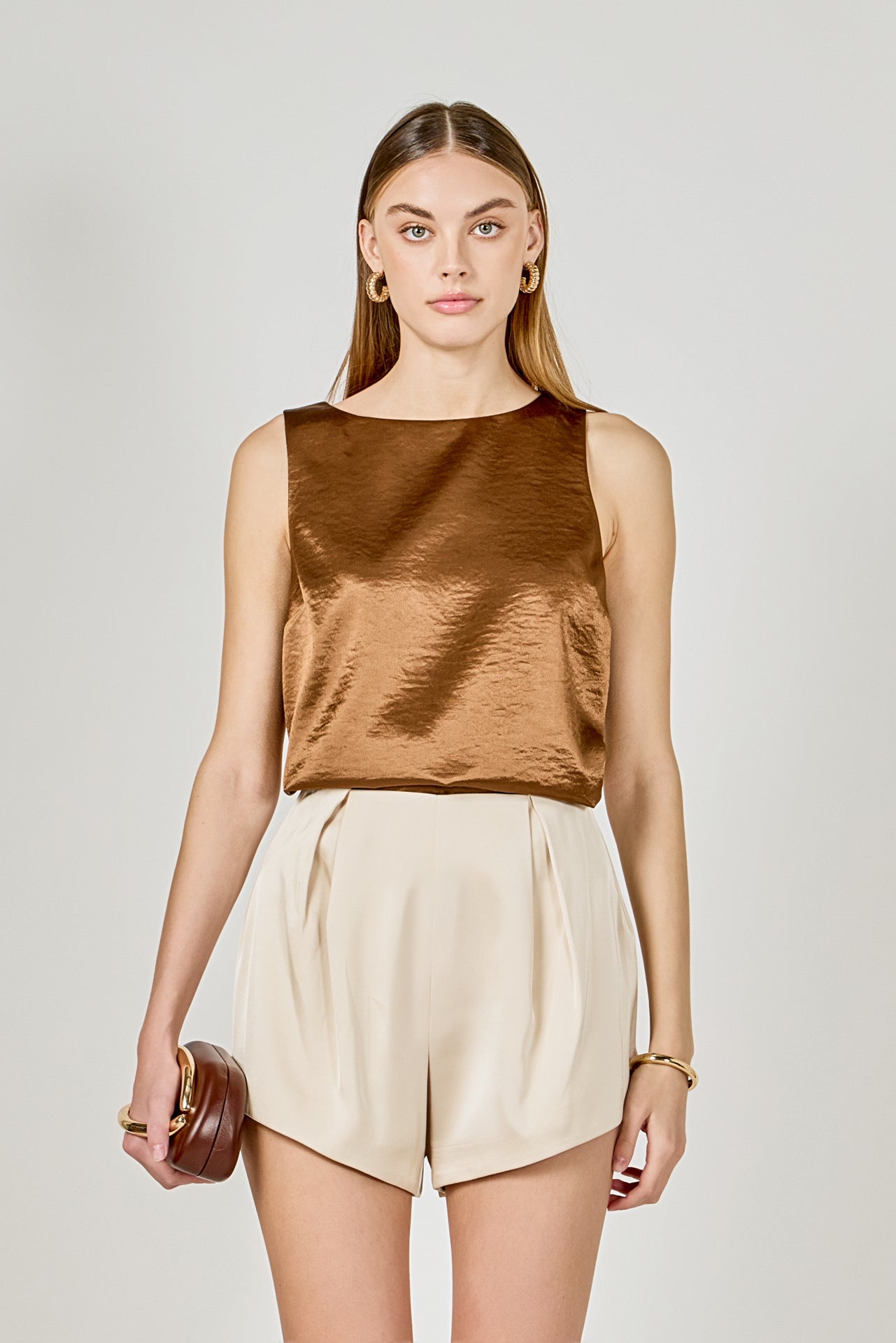 Satin Velvet Square Neck Long Top