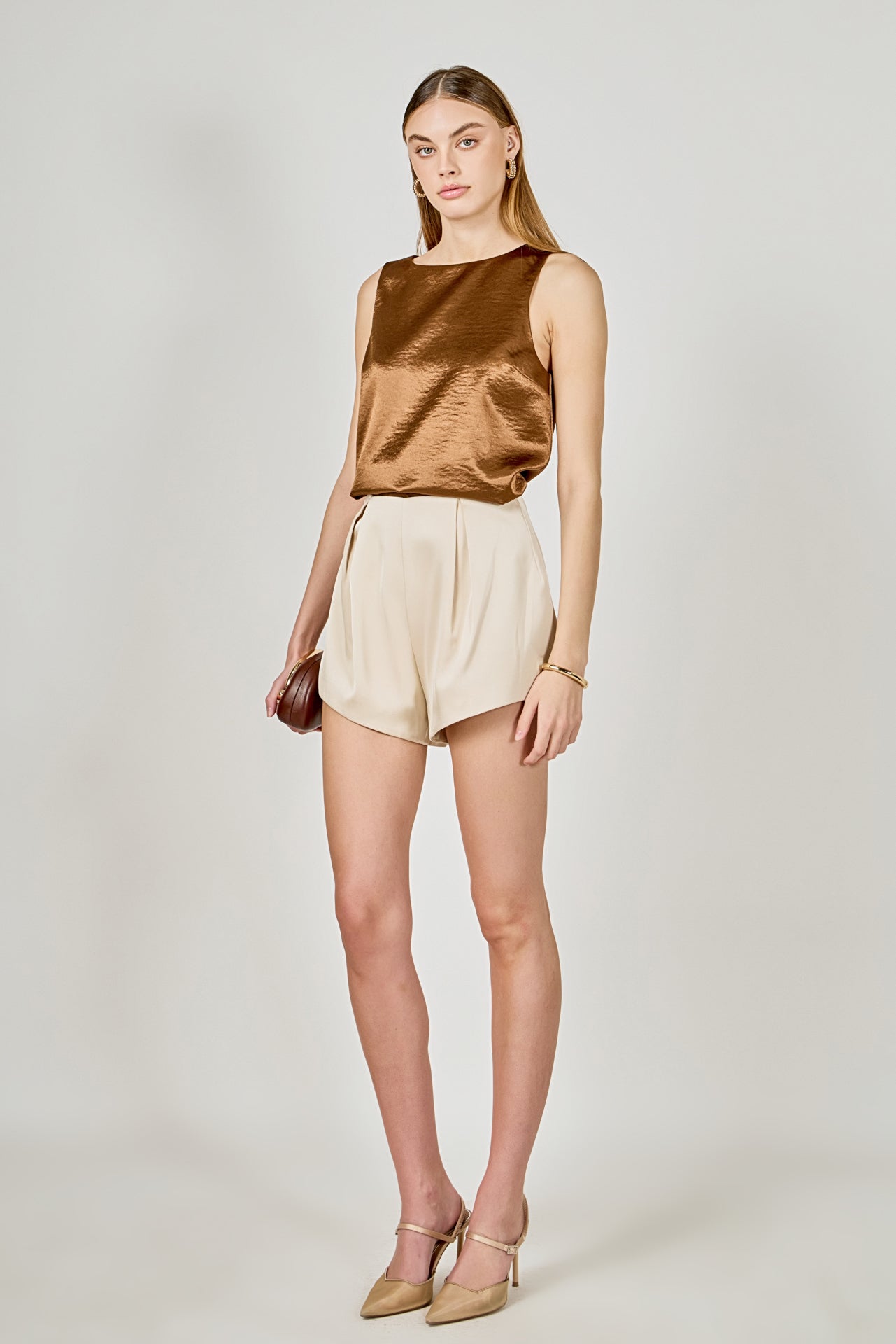 Satin Velvet Square Neck Long Top