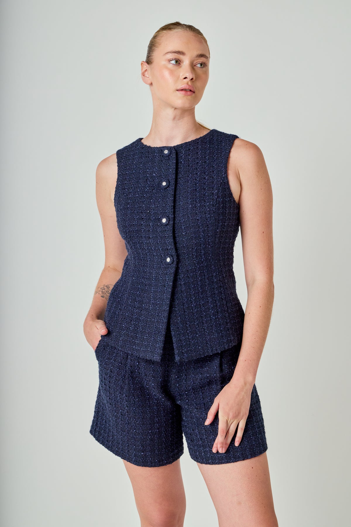 Tweed Relaxed Long Shorts