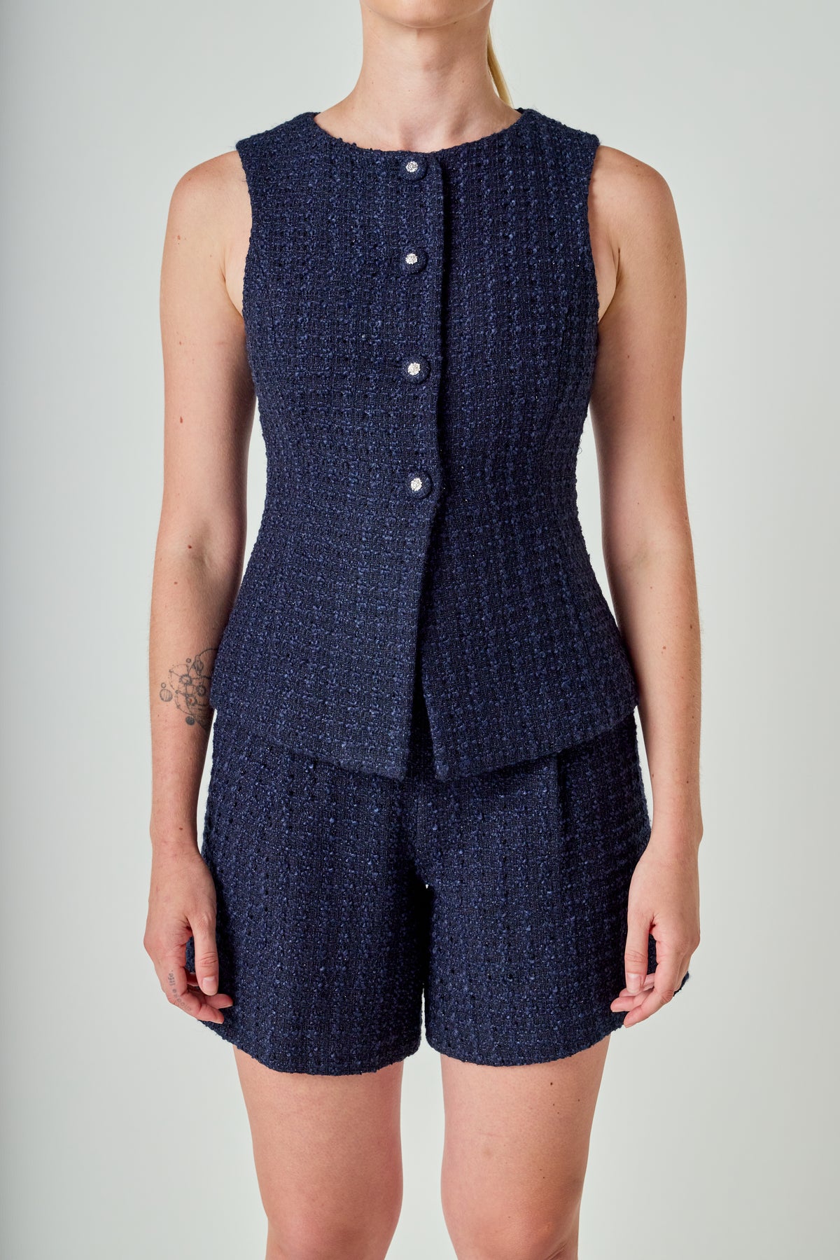 Tweed Relaxed Long Shorts