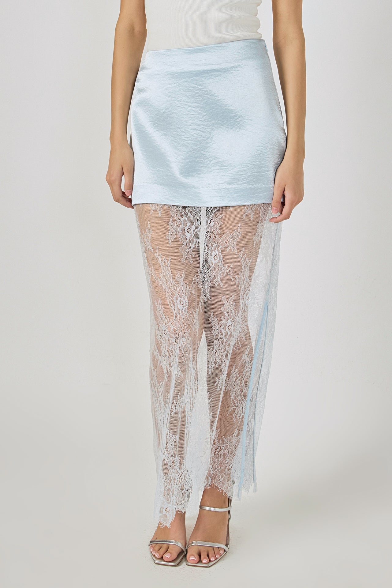 Satin Velvet Maxi Skirt