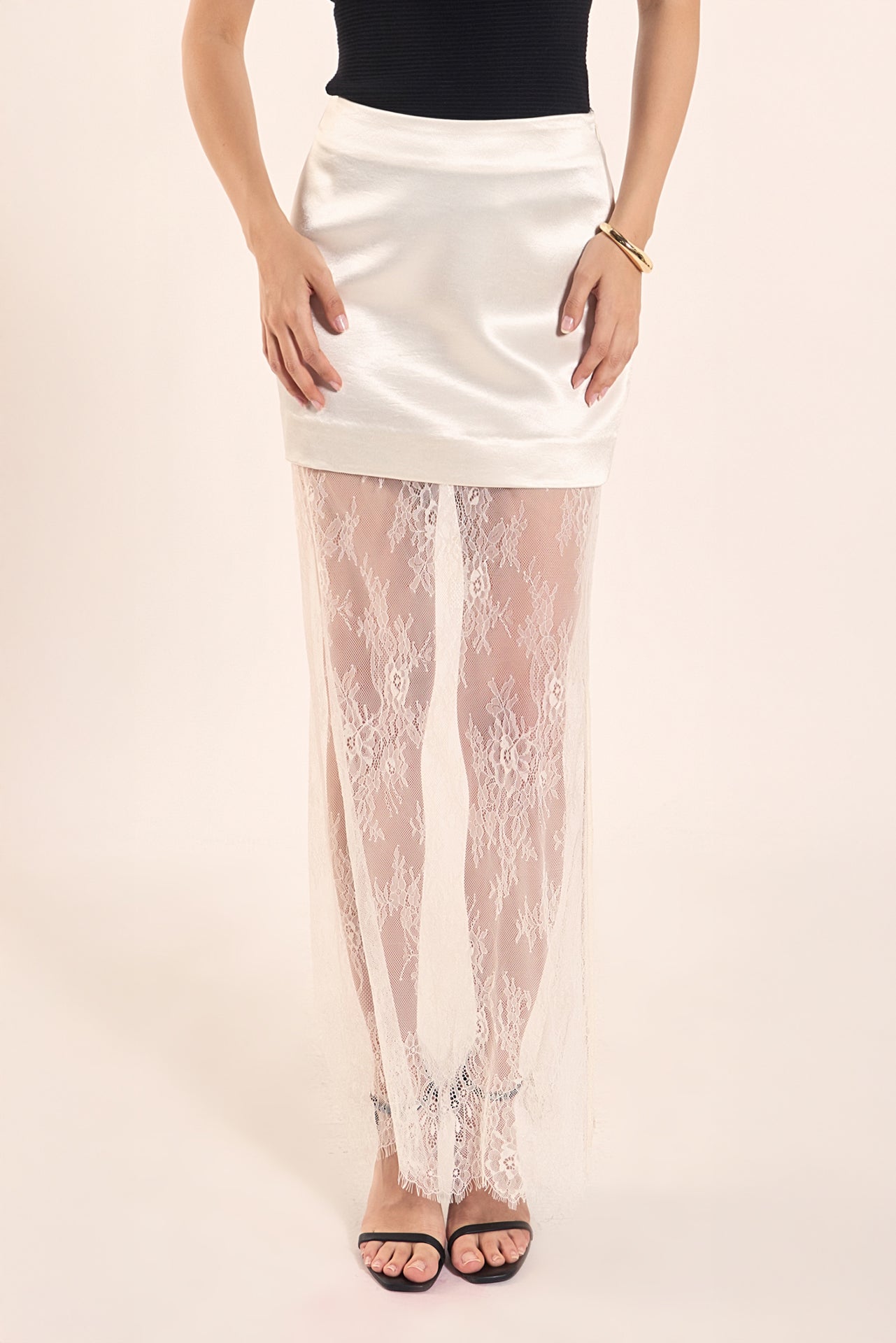 Satin Velvet Maxi Skirt