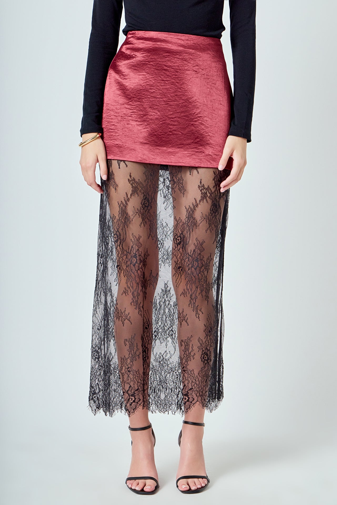 Satin Velvet Maxi Skirt