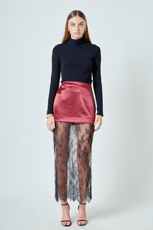Satin Velvet Maxi Skirt
