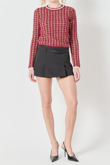 Textured Check Knit Sweater
