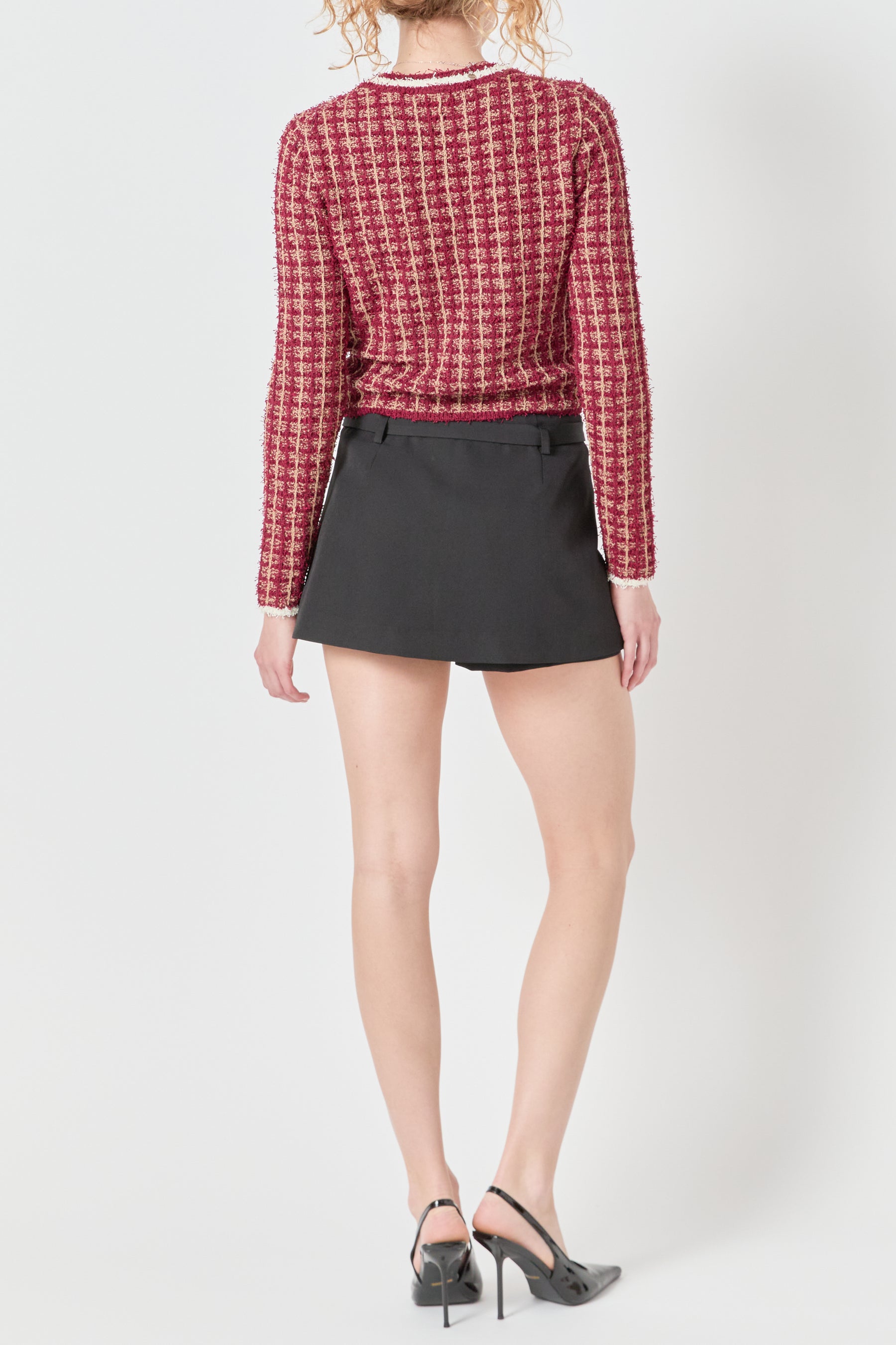 Textured Check Knit Sweater
