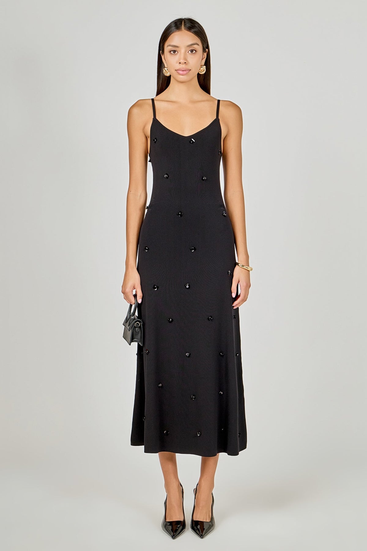 Embellished Knit Midi Dress