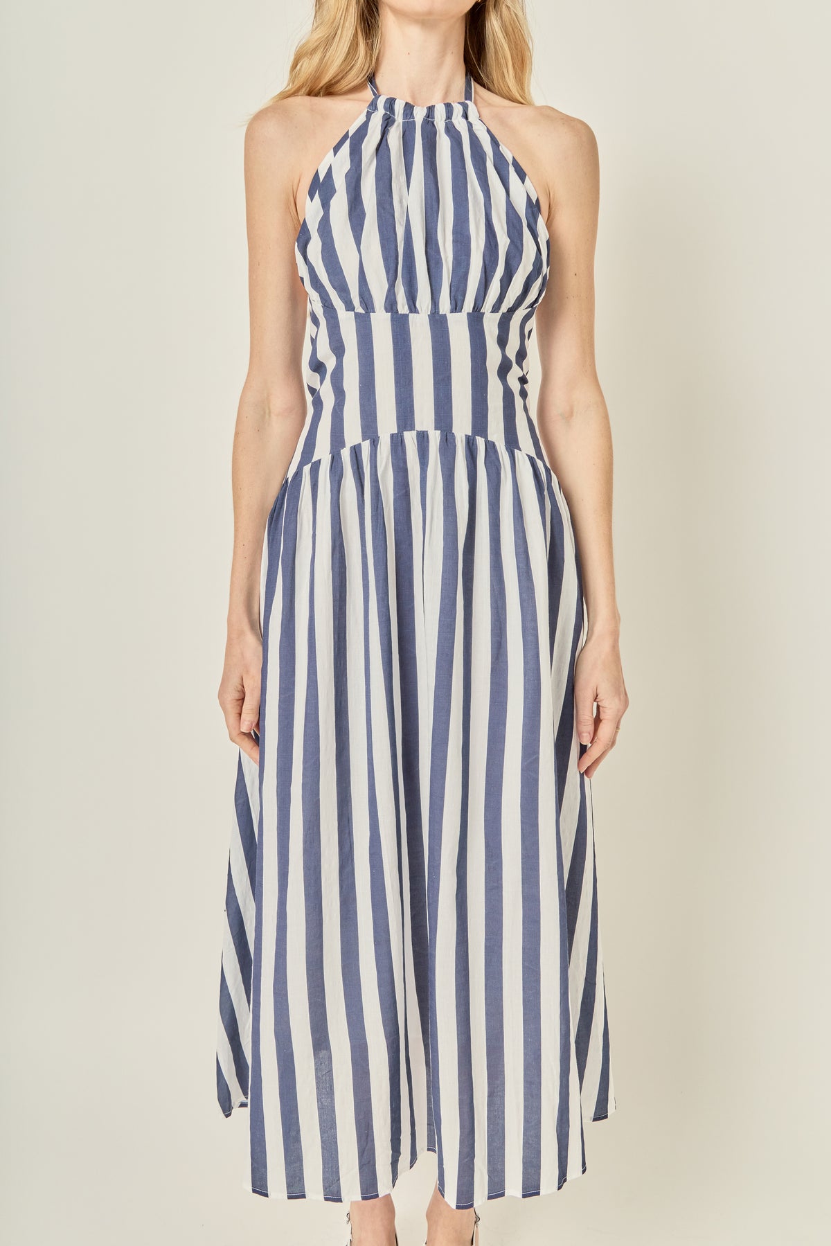 Striped Halter Midi Dress