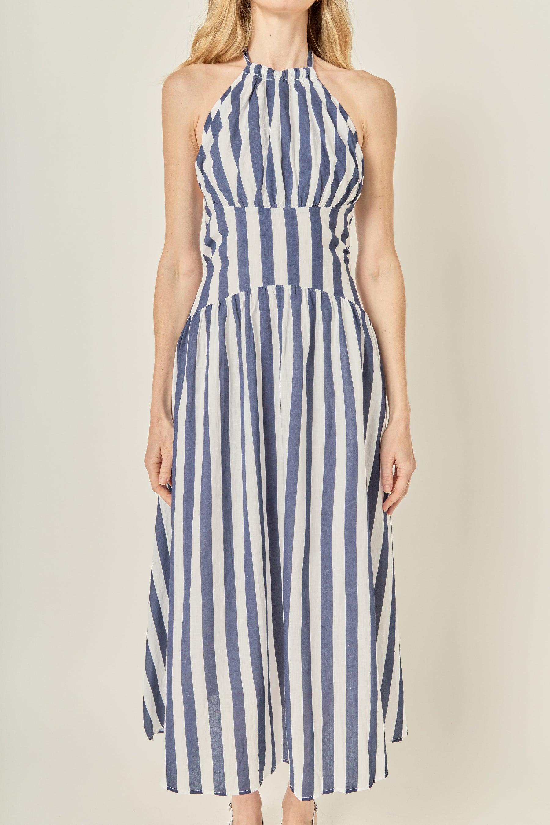 Striped Halter Midi Dress