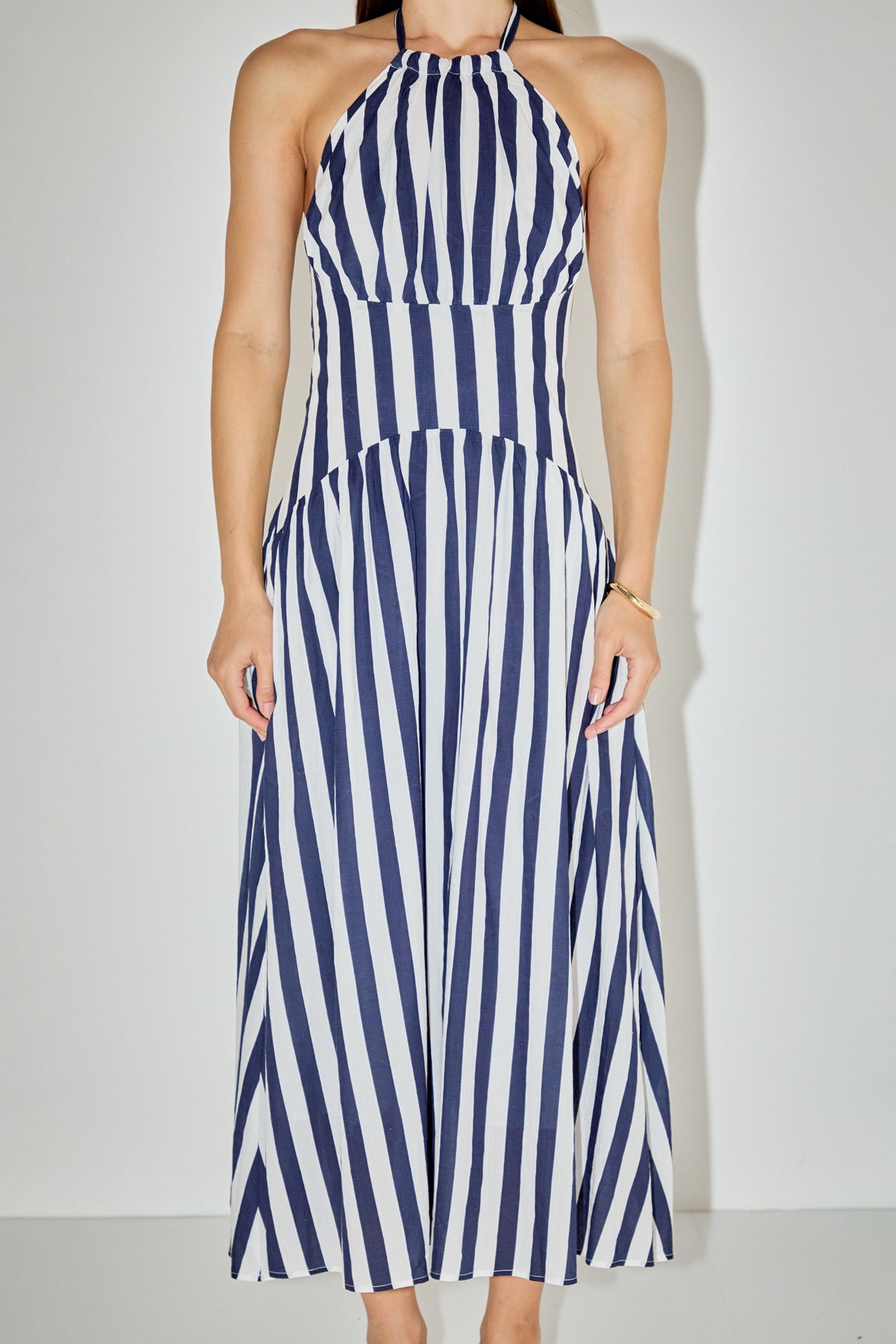 Striped Halter Midi Dress