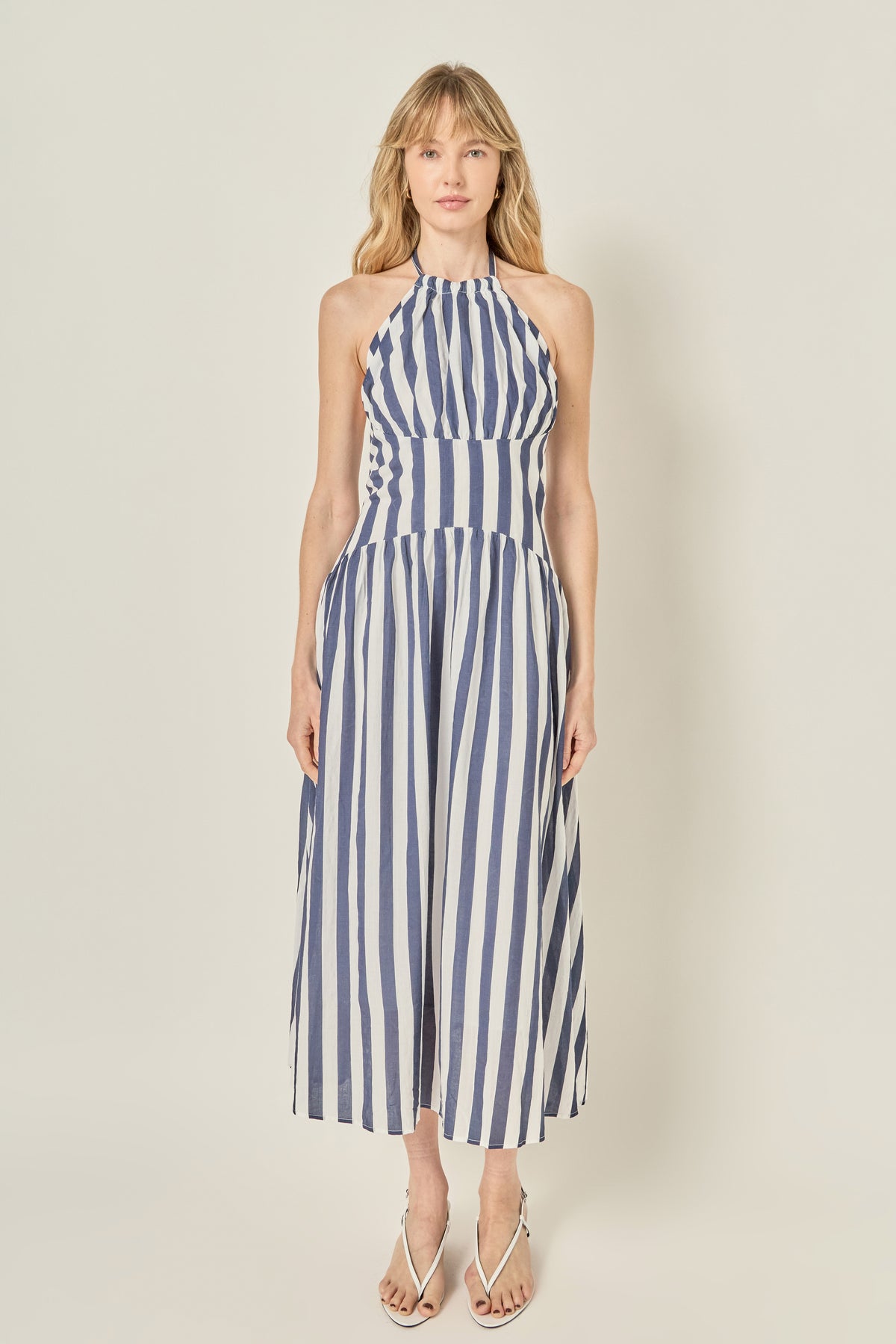 Striped Halter Midi Dress