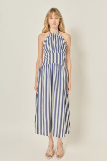 Striped Halter Midi Dress
