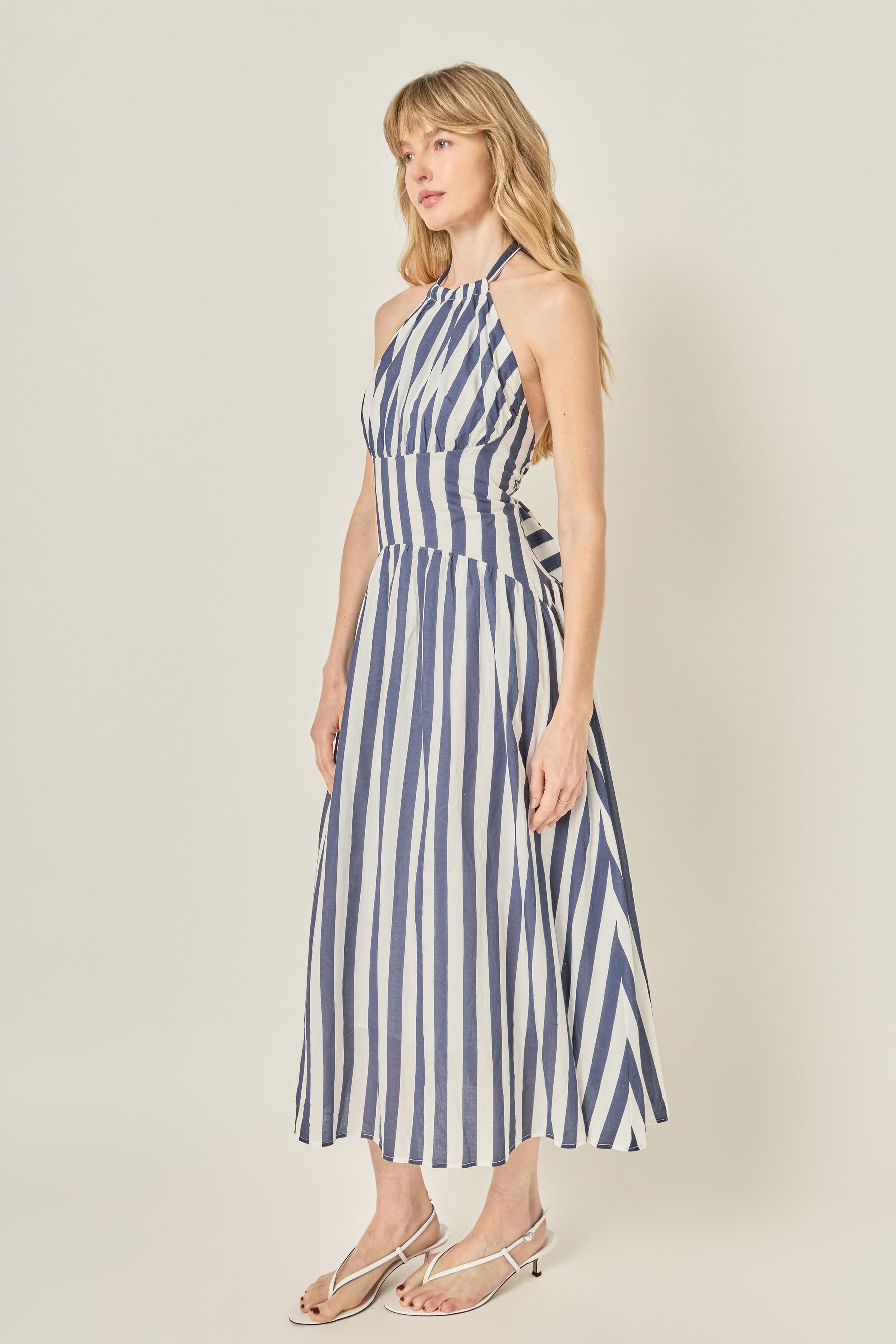 Striped Halter Midi Dress